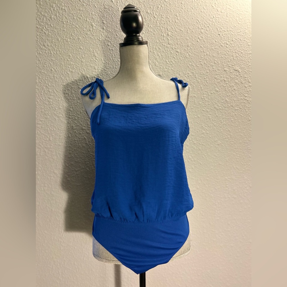 NWT French Violet Houston Boutique Blouse Size L in Royal Blue